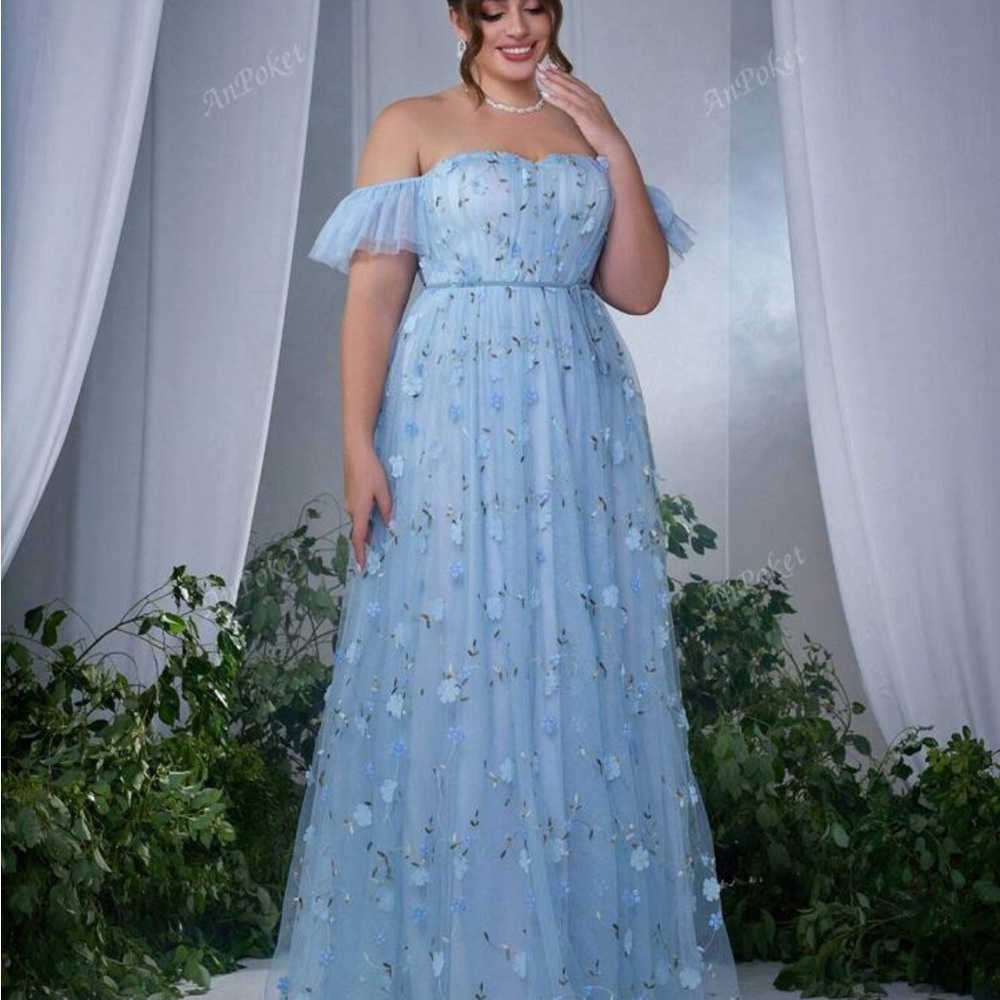 Elegant Blue Off-Shoulder Dress